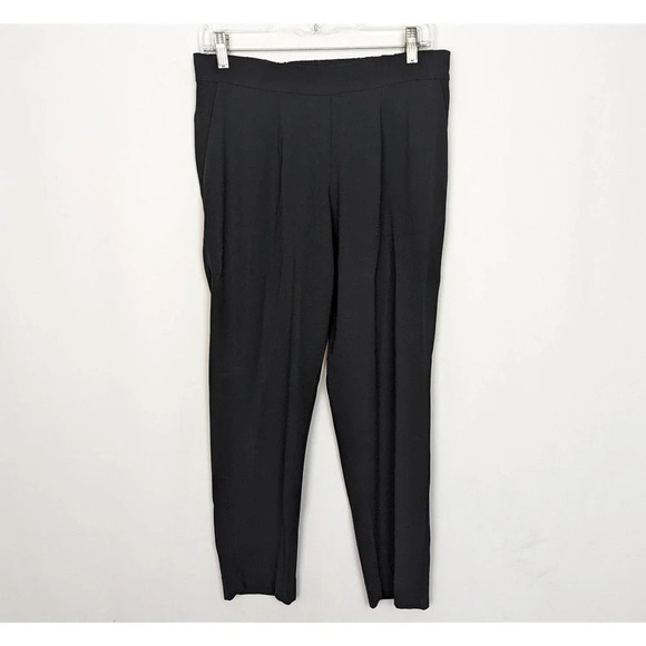 The Reset R Label M Black Dress Pants Trouser Pull On Elastic Waist Straight Leg - Picture 1 of 10